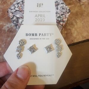 Working Wonders" Diamond Cubic Zirconia Rhodium Plating Silver Earrings - April